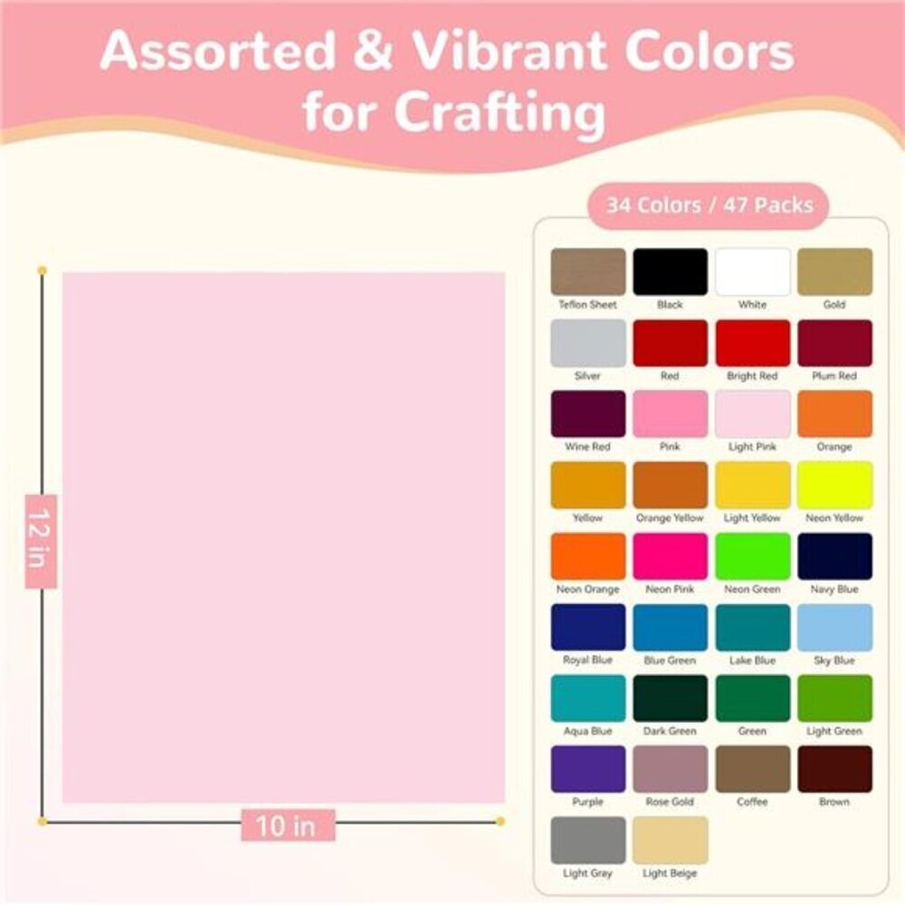 HTV Heat Transfer Vinyl 47 Pack 12" x 10" Iron-On Bundle - Picture 2 of 7